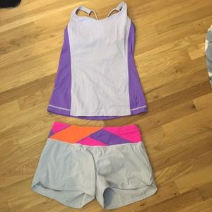 Lululemon matching top and shorts size 6